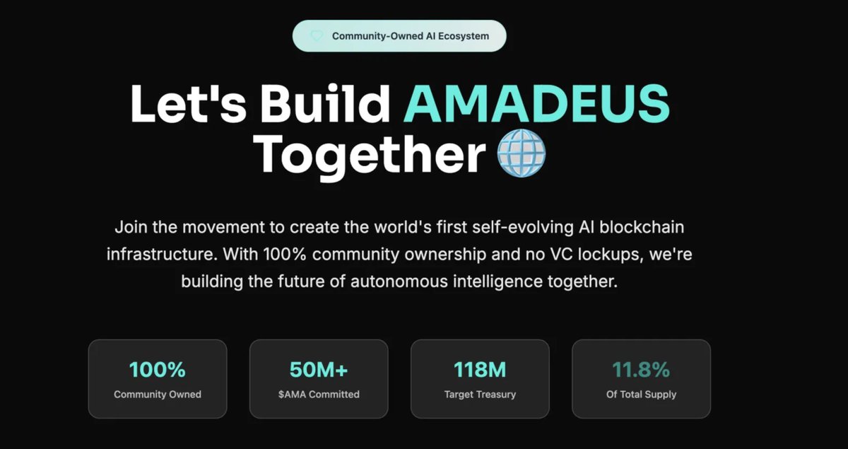 amadeusprotocol's tweet image. ⏳ Reminder: AMADEUS Treasury donation campaign is LIVE! 🎯 Goal: 118M $AMA | ✅ 50M already committed

Treasury: 69TDon8KJp3vicNeFR3dg5x5sKY8PJFLmoizX3RN31YL4fwr266AVcXgwy1mjCLy6M

Your miner rewards = fuel for Nova AI, uPoW consensus, listings &amp;amp; growth! 🌐🚀