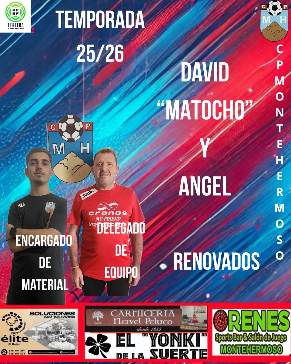 Senior | Temporada 25/26

Dos hombres sin cuyo trabajo y casi siempre en la sombra, nada de esto sería posible, desempeñando labores de delegado de equipo, y logística de ropa y material.
