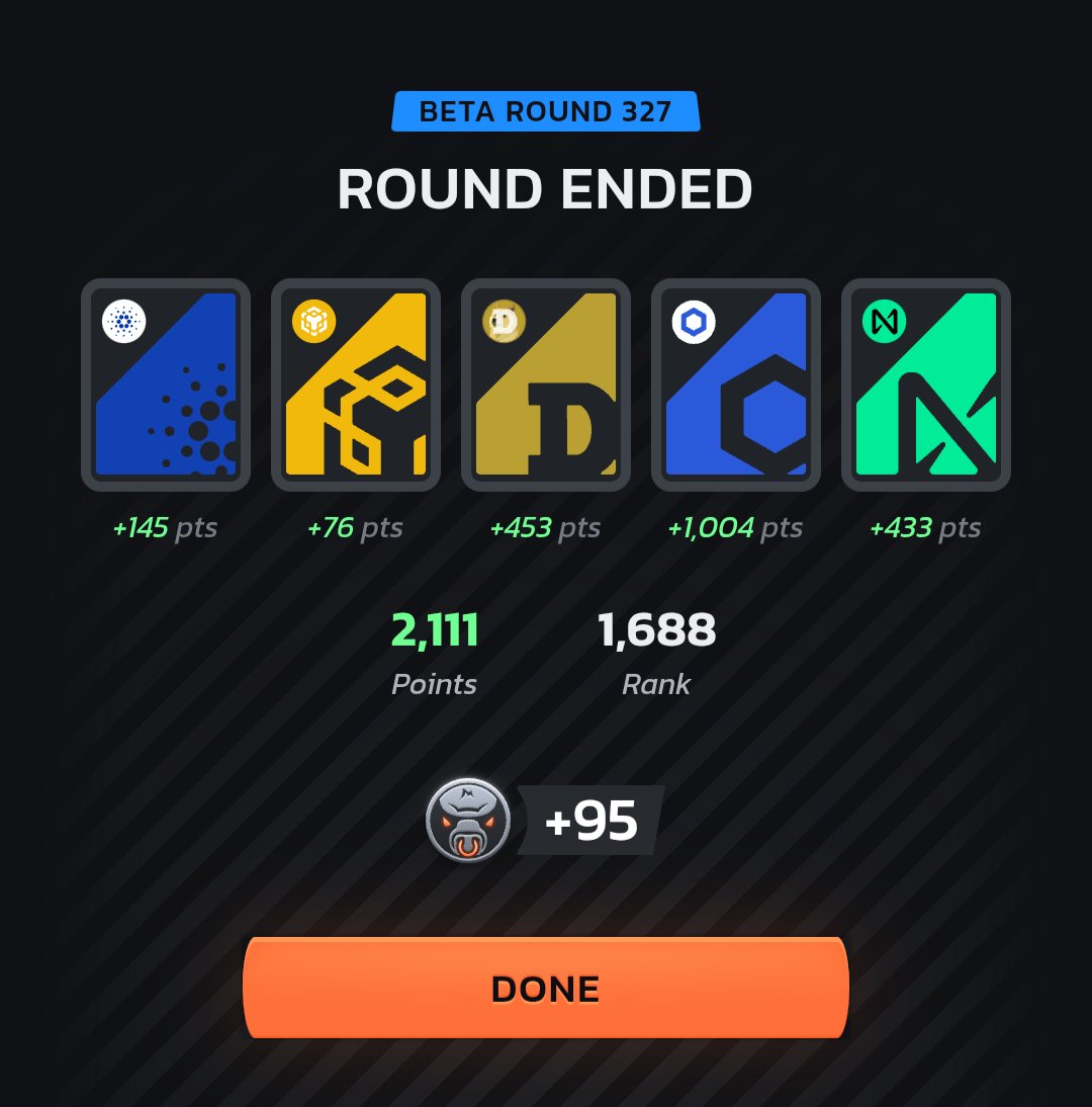 Another round, another climb 💪  
Scored 2,111 points in Beta Round 327 of #Bullrun by <a href="/infinex/">Infinex</a> — rank 1,688 this time.  Not my peak, but every round sharpens the edge.  Big thanks to <a href="/KaitoAI/">Kaito AI 🌊</a> for keeping my picks on point 📊🔥 Let’s ride the next wave even harder 🌊🚀  #BullRun