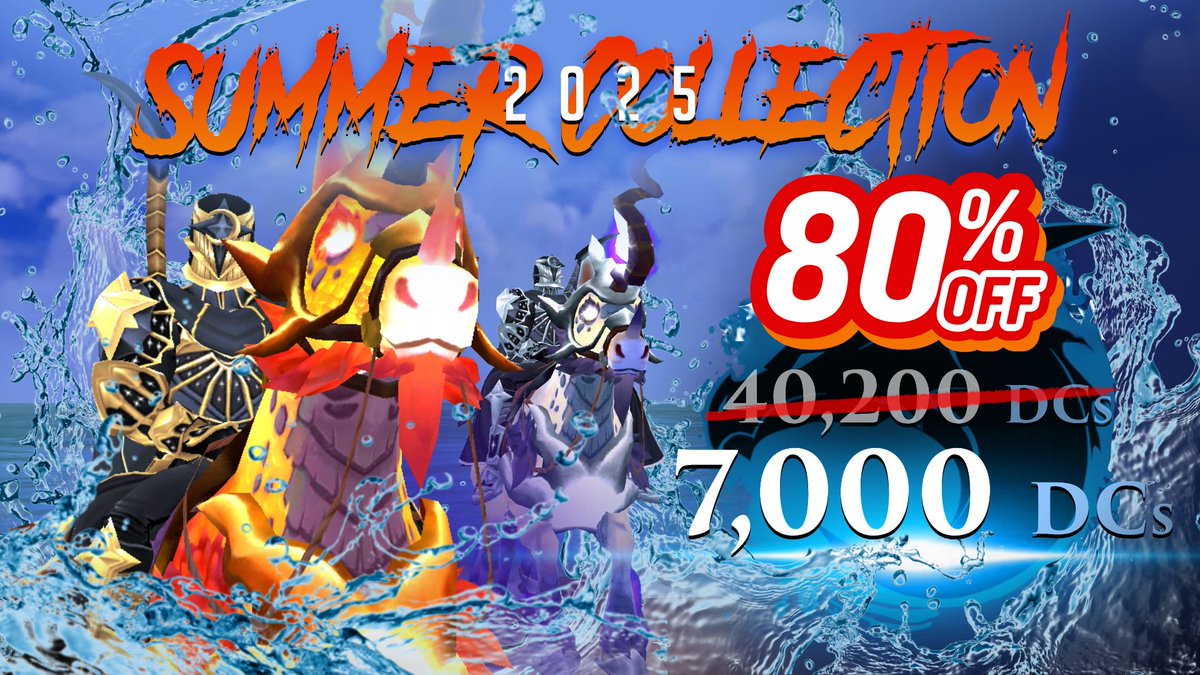 Make a splash with AQ3D’s 2025 Summer Collection! 39 HOT items for just 7000 DCs, saving you over 80%! We're talking Kirin mounts, swimwear, mini pets, &amp; more. Get the Collection from Annette in Battleon or Sun’s Set Shore before time runs out!
aq3d.com/news/aq3d-2025… 
#aq3d