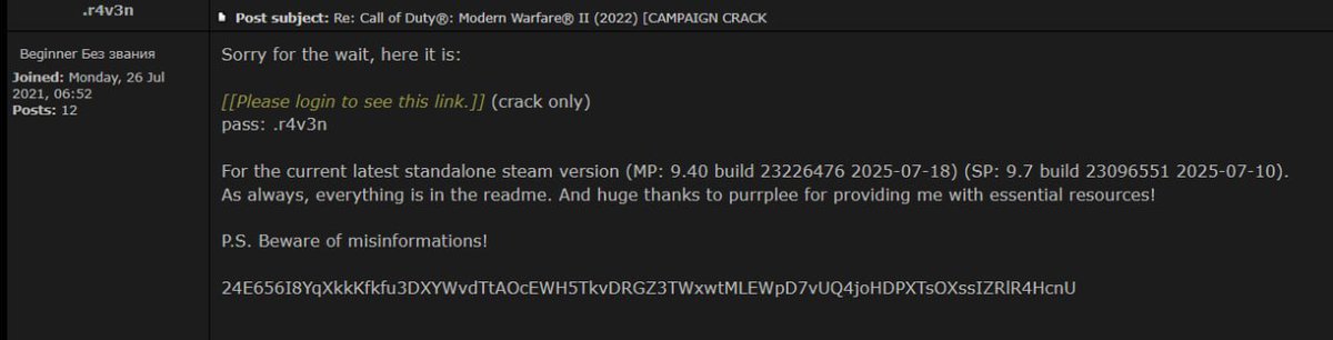 realCrackWatch's tweet image. Call of Duty®: Modern Warfare® II (2022) has been cracked by .r4ven #crackwatch