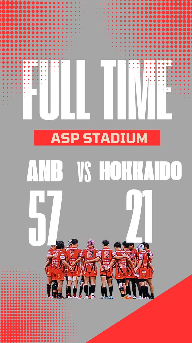 【FULLTIME】
ANB 57ー21 HOKKAIDO BB

ナイターゲーム勝利‼︎
熱い応援ありがとうございました📣

#秋田ノーザンブレッツ
#トップイーストリーグ
#トップイーストもいいぞ