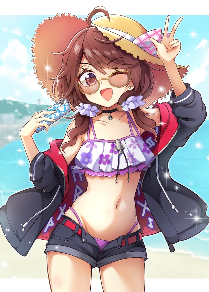 秘封ナイトメアダイアリー７周年おめでとうございます～！🐼✨️
周年っぽい水着(？)で菫子ちゃんを描きました！！(？)
#東方Projectᅠᅠᅠᅠ 
#宇佐見菫子