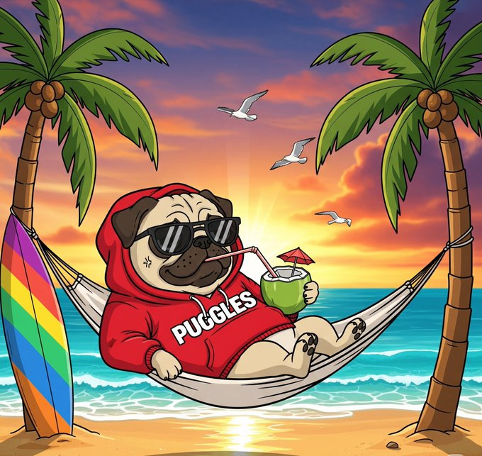 elepo454's tweet photo. Living the beach life, relaxing in a hammock while sipping coconut water. 🌴☀️🐾
@Mrpuggles
#Puggles #BeachVibes #TotalChill https://t.co/Gve8x7HDOz