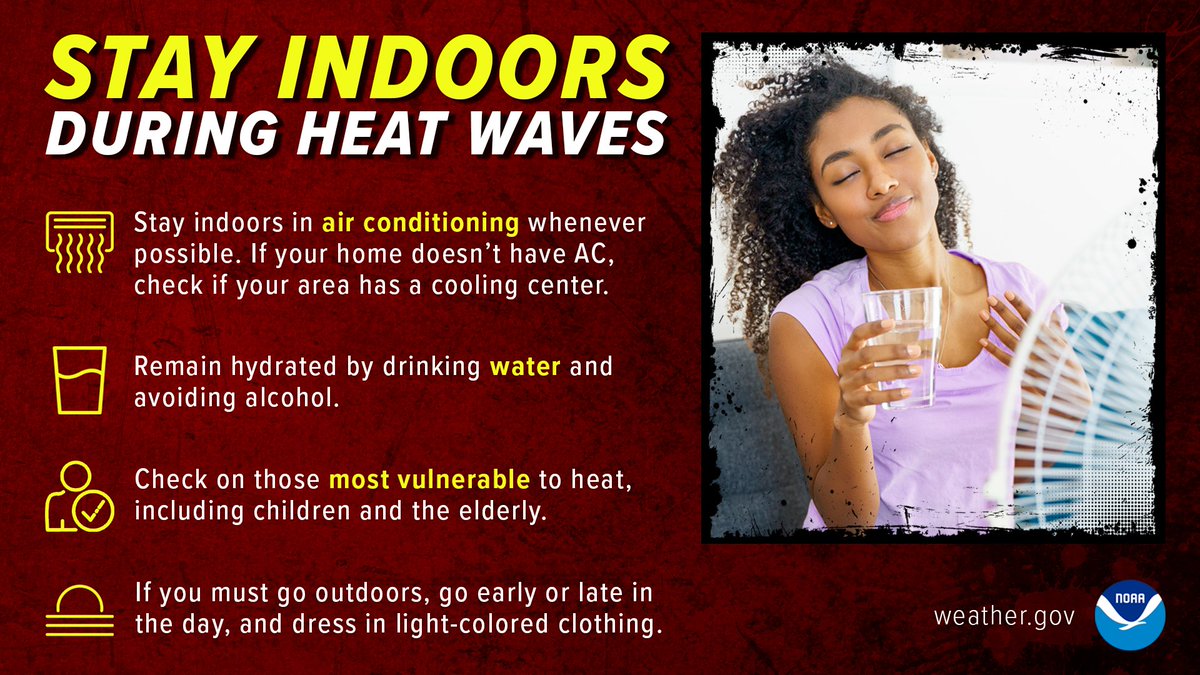 Many locations in New Hampshire and Western Maine are going to see 3-4 days of temperatures reaching 90F or greater beginning today. Use caution when outdoors, stay hydrated, and check on friends, family, and neighbors! #MEwx #NHwx