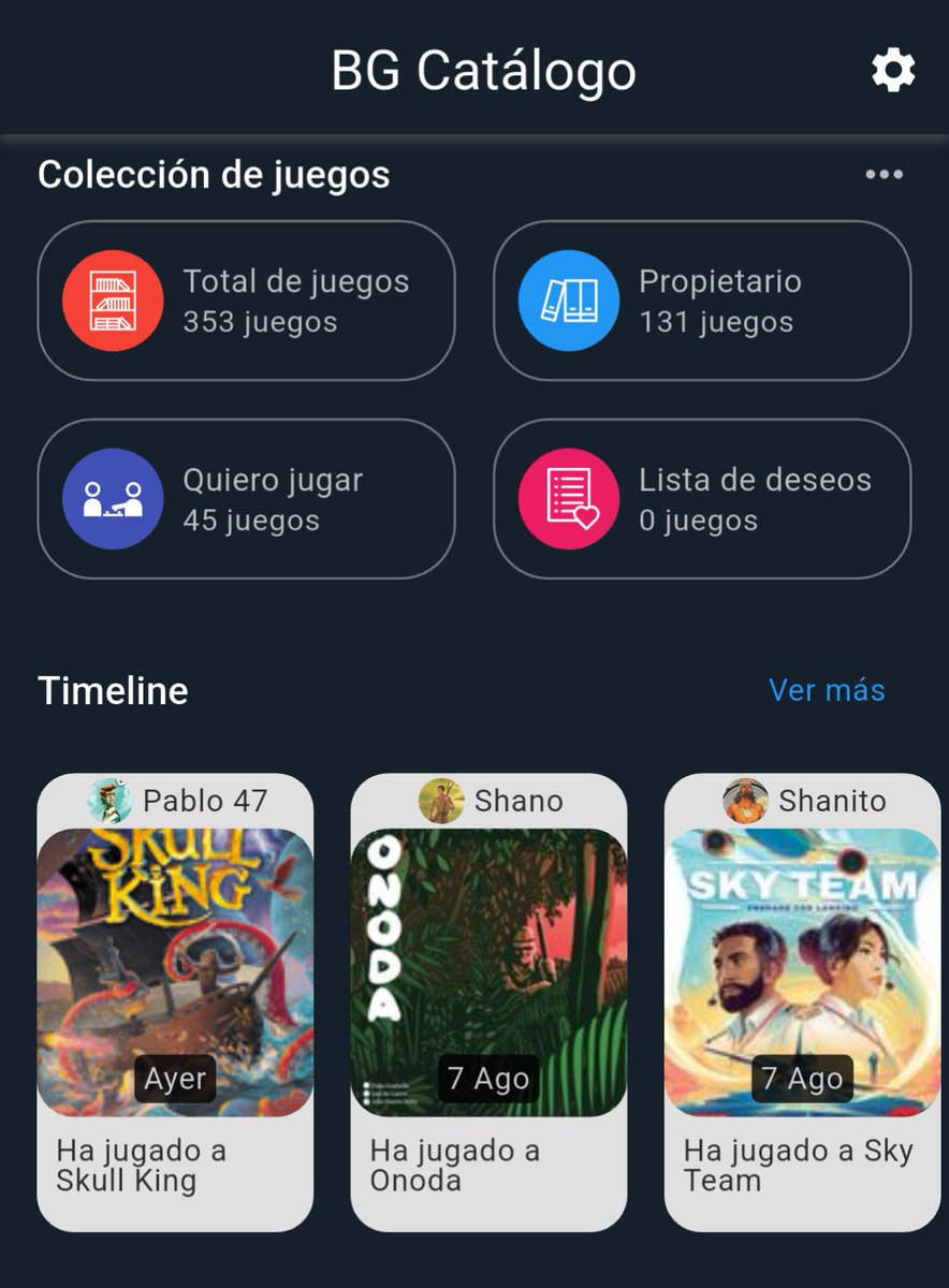 📢 Nueva versión para iOS y Android de BG Catalogo. Se han corregido cositas y mejorado los datos de la BGG en jugadores. Además ahora hay una nueva sección llamada Timeline q podrás poner en la portada. Ahí verás las partidas de la BGG de tus jugadores para q no te pierdas nada