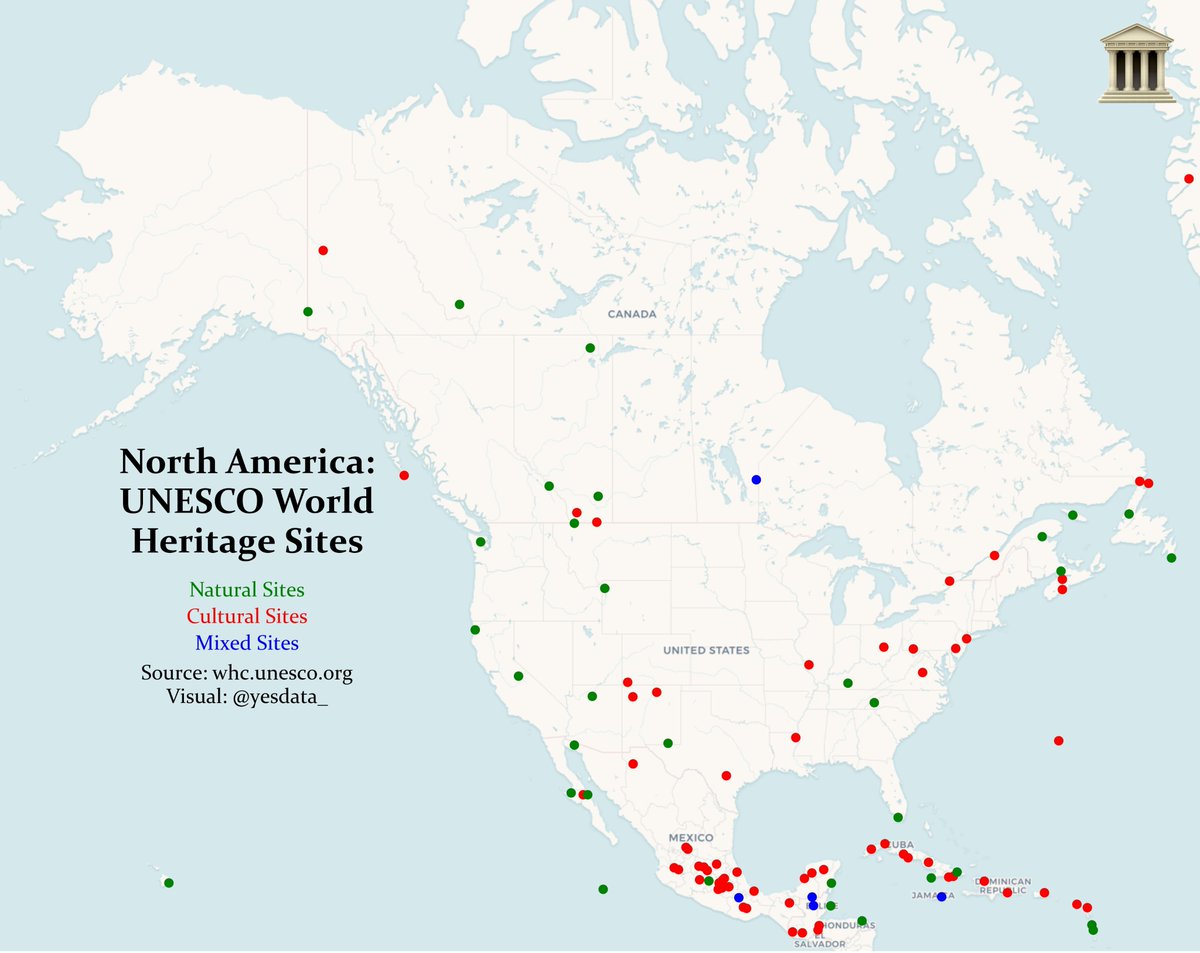 🗺️ Series: UNESCO World Heritage Sites (No. 4) - North America

North America hosts UNESCO World Heritage Sites like Yellowstone and Chichen Itza, valued for their natural and cultural significance.

🔧 Tools: Python (Geopandas, Shapely, Contextily)