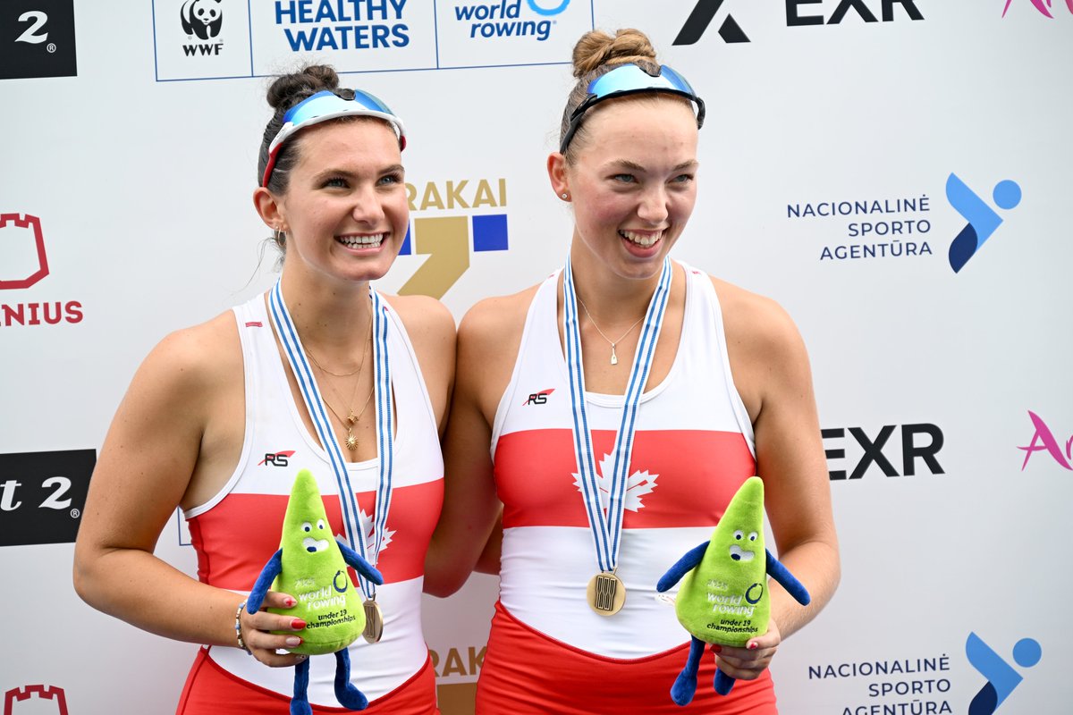 rowingcanada's tweet photo. The W2- takes home 🥉BRONZE🥉at the U19 World Rowing Championships in Trakai, Lithuania!
Congratulations to ⭐️ Ciana Della Siega and Novella Rusman ⭐️for a fantastic race - finishing in 08:10.72!
#TeamCanada 🇨🇦 #UnitedByWater #RowingCanada https://t.co/qdSayxC4gt