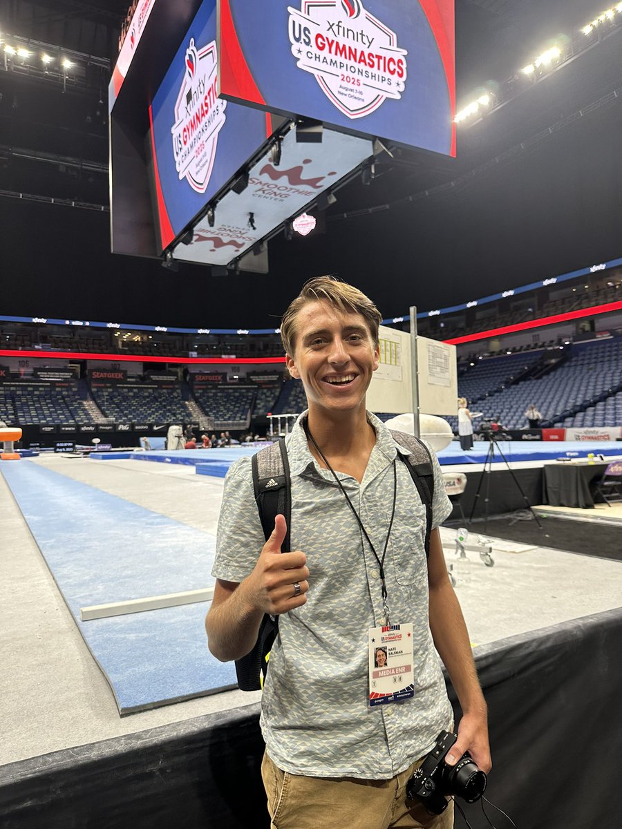 Same competition one year a part! So grateful to <a href="/InsideGym/">Inside Gymnastics</a> for this incredible opportunity! Having a great time and excited for the final day of competition!
