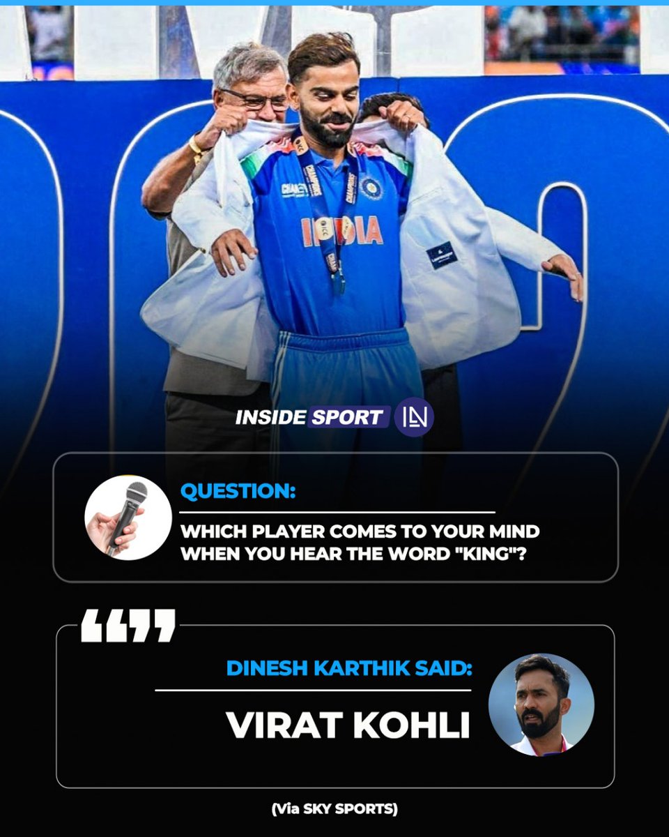 InsideSportIND's tweet image. No surprise here - Dinesh Karthik picks Virat Kohli as the "King of Cricket!" 👑
#DineshKarthik #ViratKohli #CricketTwitter