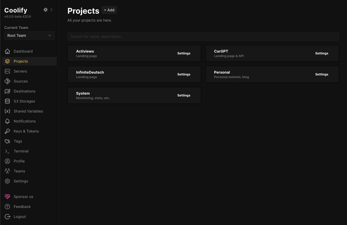 eswordert's tweet image. I've been working on migrating my stuff from my @digitalocean droplet to a new @Hetzner_Online VPS. I wanted to self-host, so I used @coolifyio.
I really enjoyed the whole process of setting up Coolify, deploying each of my projects, and managing the whole thing from a nice…