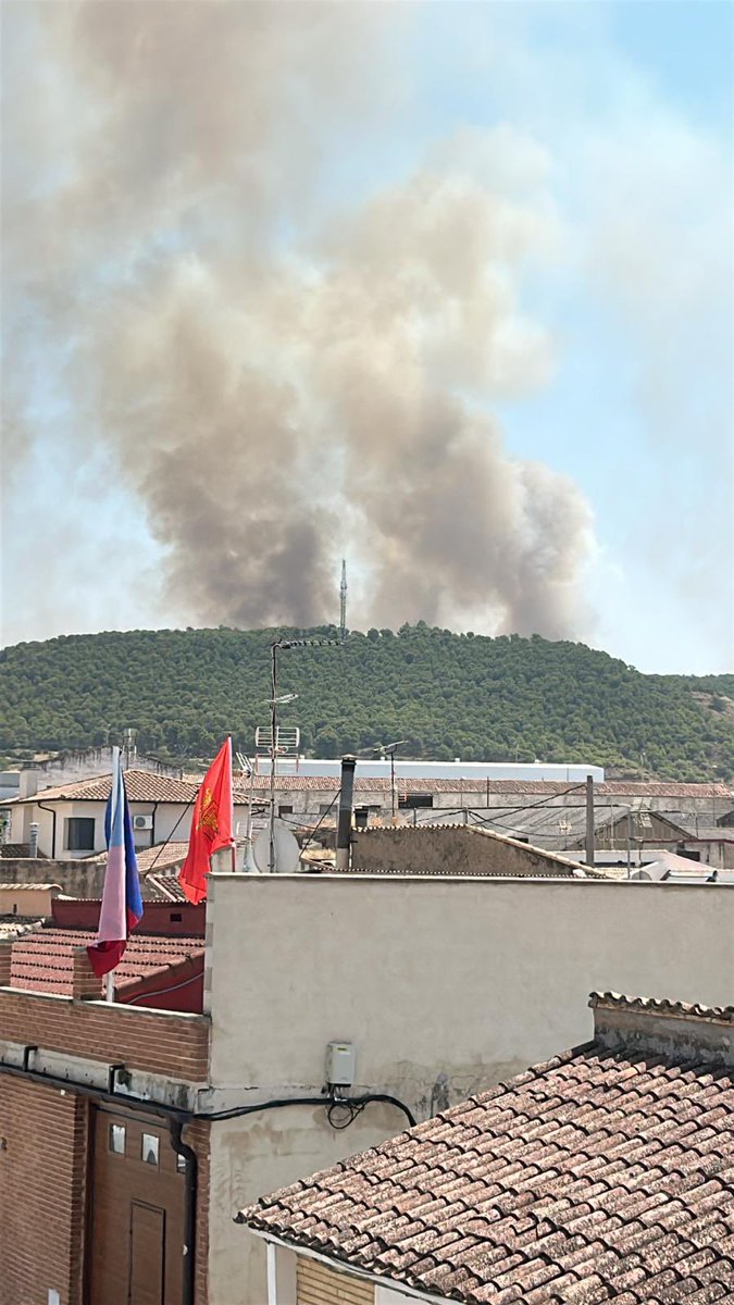 Así se ve el incendio de #IFCarcastillo a las 14:06 desde el propio pueblo