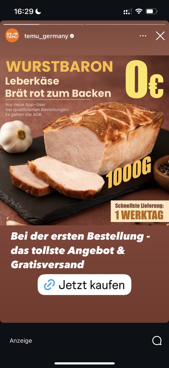 Der verbotene Temu Leberkäse