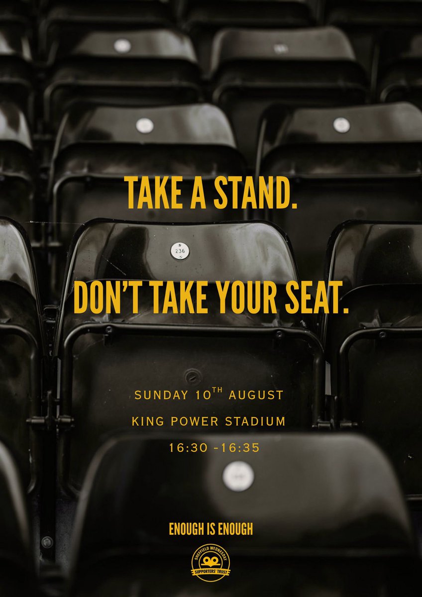 🟡⚫️ Today’s the day the fanbase comes together to deliver a collective message to the owner, the EFL and the wider footballing community. Live in front of the sky cameras. ⚫️🟡

Please stand with us for the future of our club. 

Please do not take your seat, until the 5th