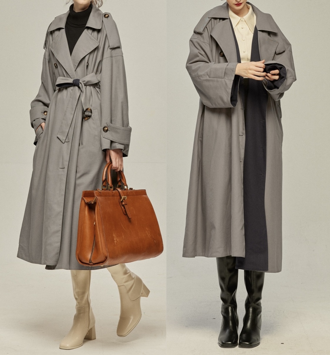 Tnewties グレー トレンチコート XSサイズ まずは穴を掘ってください》リバーシブルトレンチコート-Gray