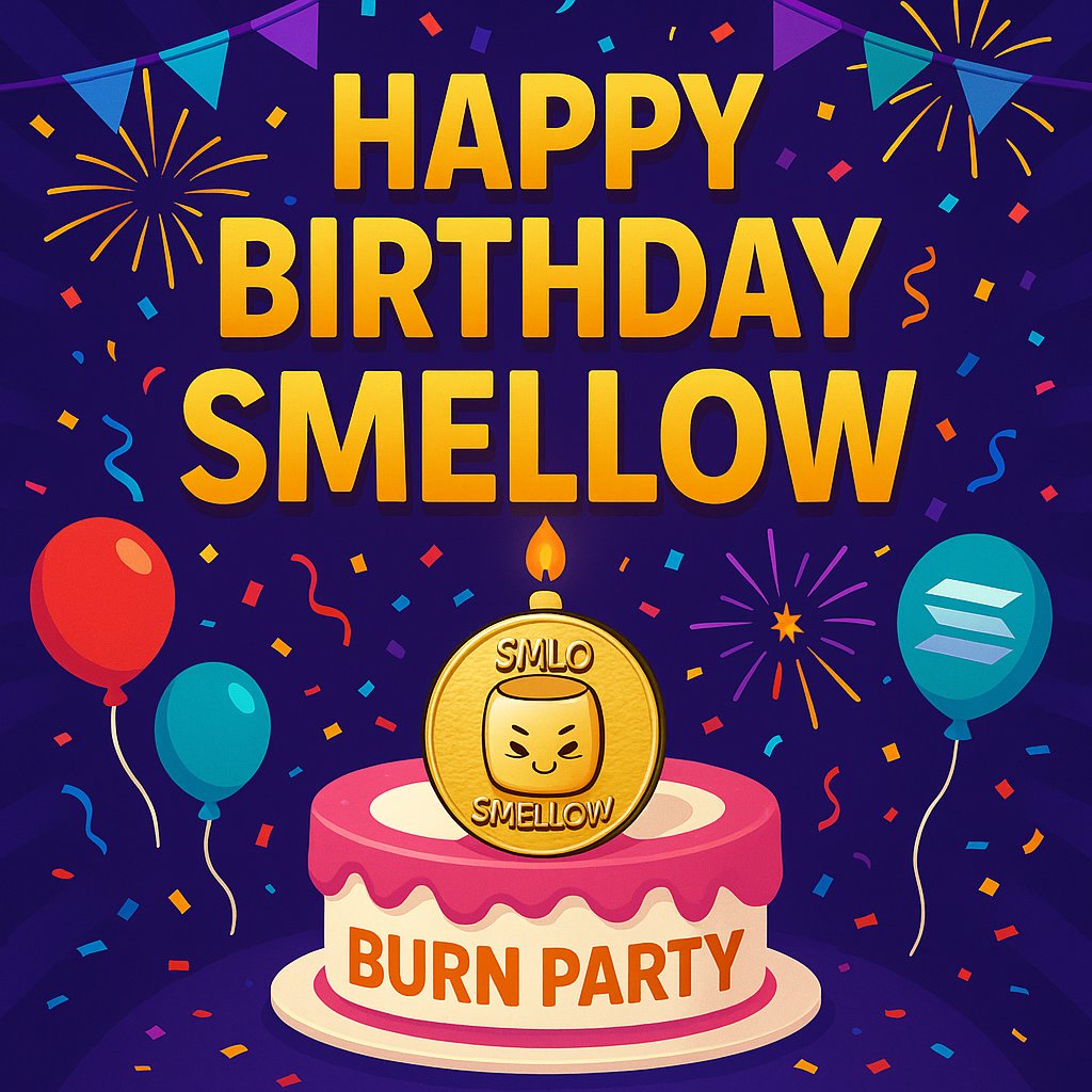 🎉🔥 HAPPY BIRTHDAY, SMELLOW! 🔥🎉
From our first step on Solana 🌱 to becoming a buzzing hive of laughs, games, and non-stop energy⚡
💥 We’ve laughed,played,burned together.💥  And today… WE CELEBRATE TOGETHER 🥳🎂
#SMLO #Smellow #SmellowsFun #CryptoBirthday <a href="/SmellowsProject/">Smellow's</a>