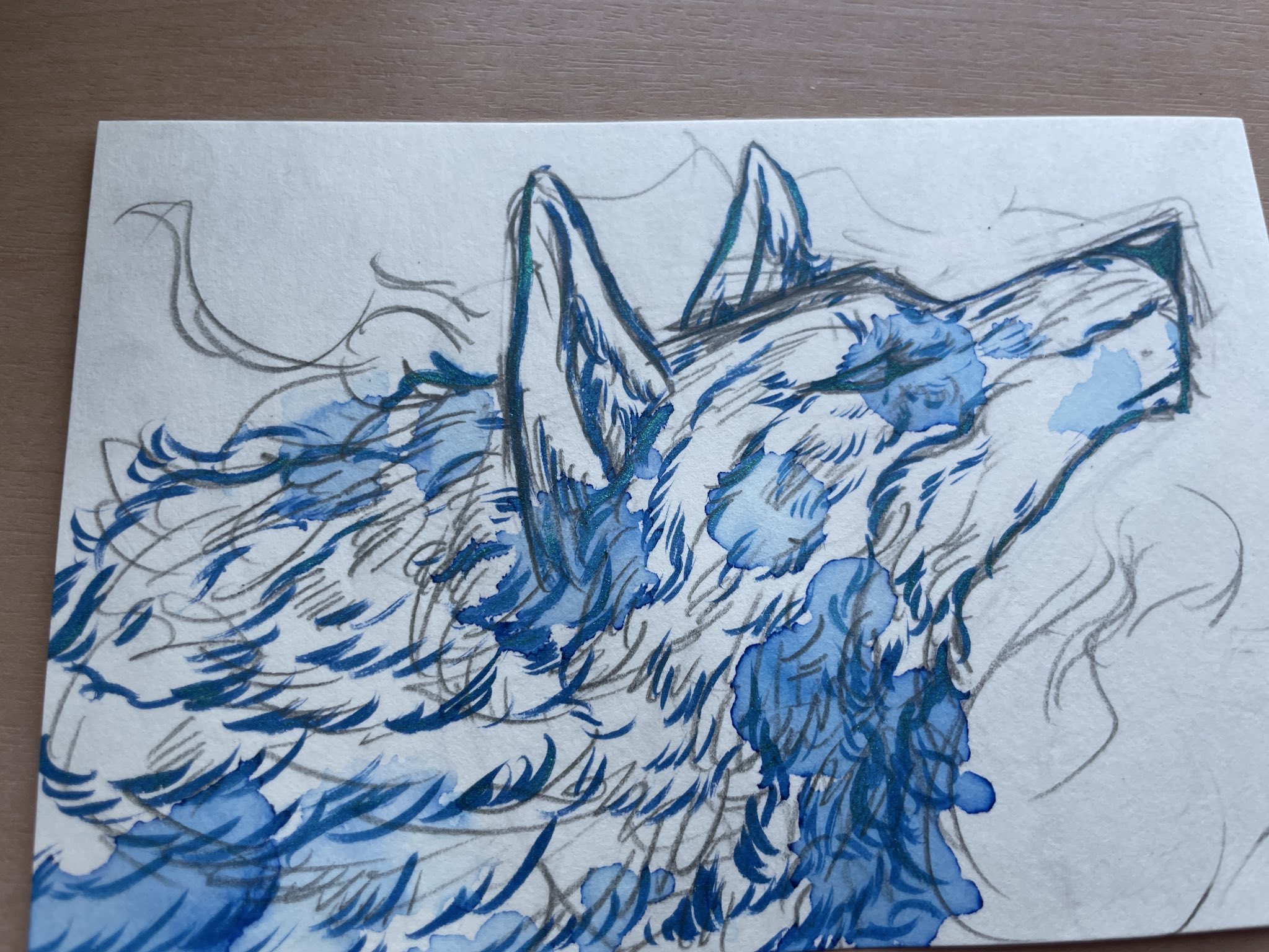 オオカミの絵 天狼は星と共に貴方を導く