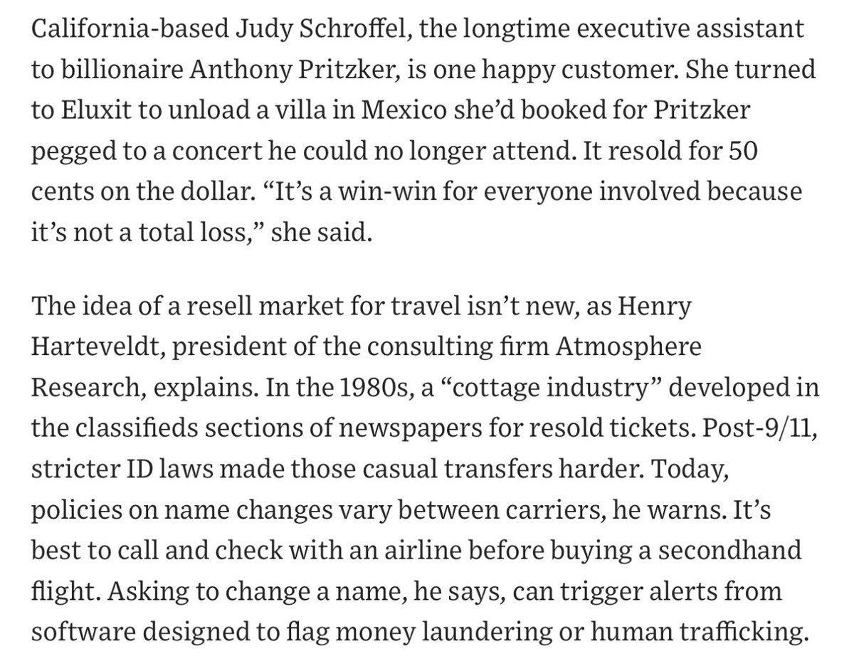 First time hearing about this for me. There’s platforms for buying someone else’s non-refundable vacations at a discount. 

There’s always a trade to do.