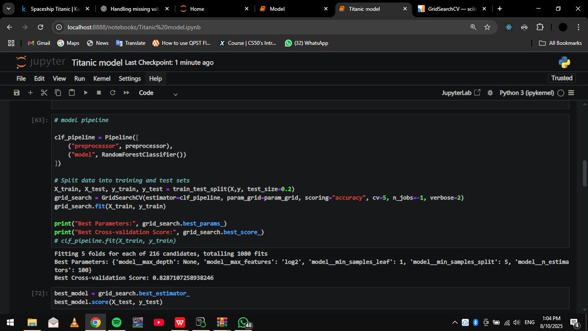 Ala_knows_Code's tweet image. I have been working on a lot of data lately. This one 👇 is a predictive model that answers the question &quot;What sorts of people were more likely to survive the titanic ship sink&quot;
Dataset is from kaggle - kaggle.com/competitions/t…

#MachineLearning
#CodingJourney
#ML
#kaggle