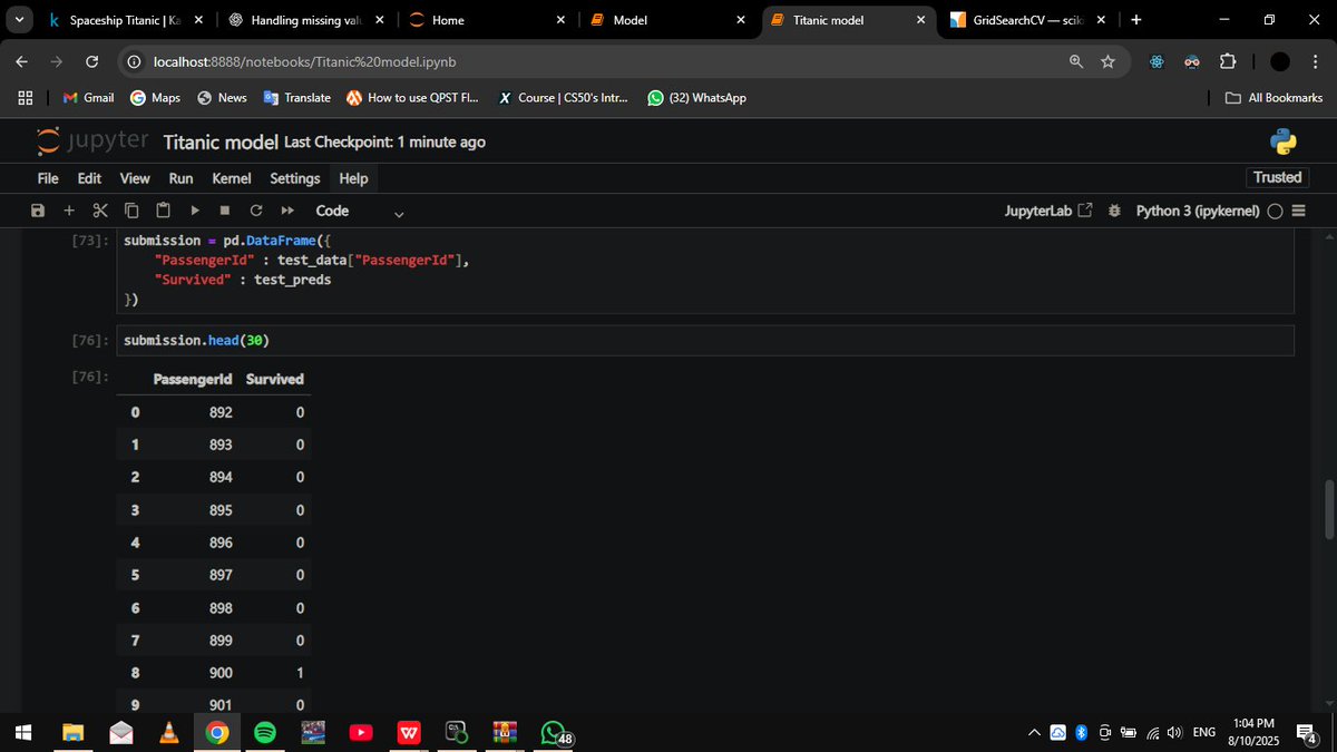 Ala_knows_Code's tweet image. I have been working on a lot of data lately. This one 👇 is a predictive model that answers the question &quot;What sorts of people were more likely to survive the titanic ship sink&quot;
Dataset is from kaggle - kaggle.com/competitions/t…

#MachineLearning
#CodingJourney
#ML
#kaggle