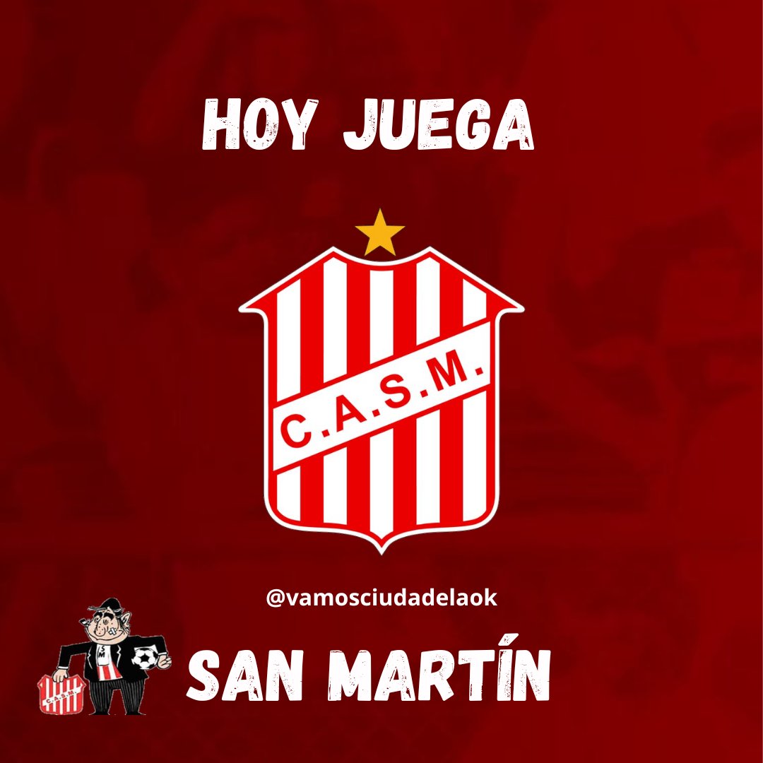 Hoy juega San Martín! 

🔴⚪️ #PrimeraNacional

🆚 Deportivo Madryn
📌 Fecha 26
📆 10 de agosto
⏰ 15:30 Hs.
🏟 Estadio Abel Sastre
📺 TyC Sports Play
👨‍⚖️ Daniel Zamora

⚽️ #VamosCiudadela
#sanmartindetucuman 
#SanMartinTuc
#sanmartindetuc 
<a href="/casmoficial/">Club Atlético San Martín</a>