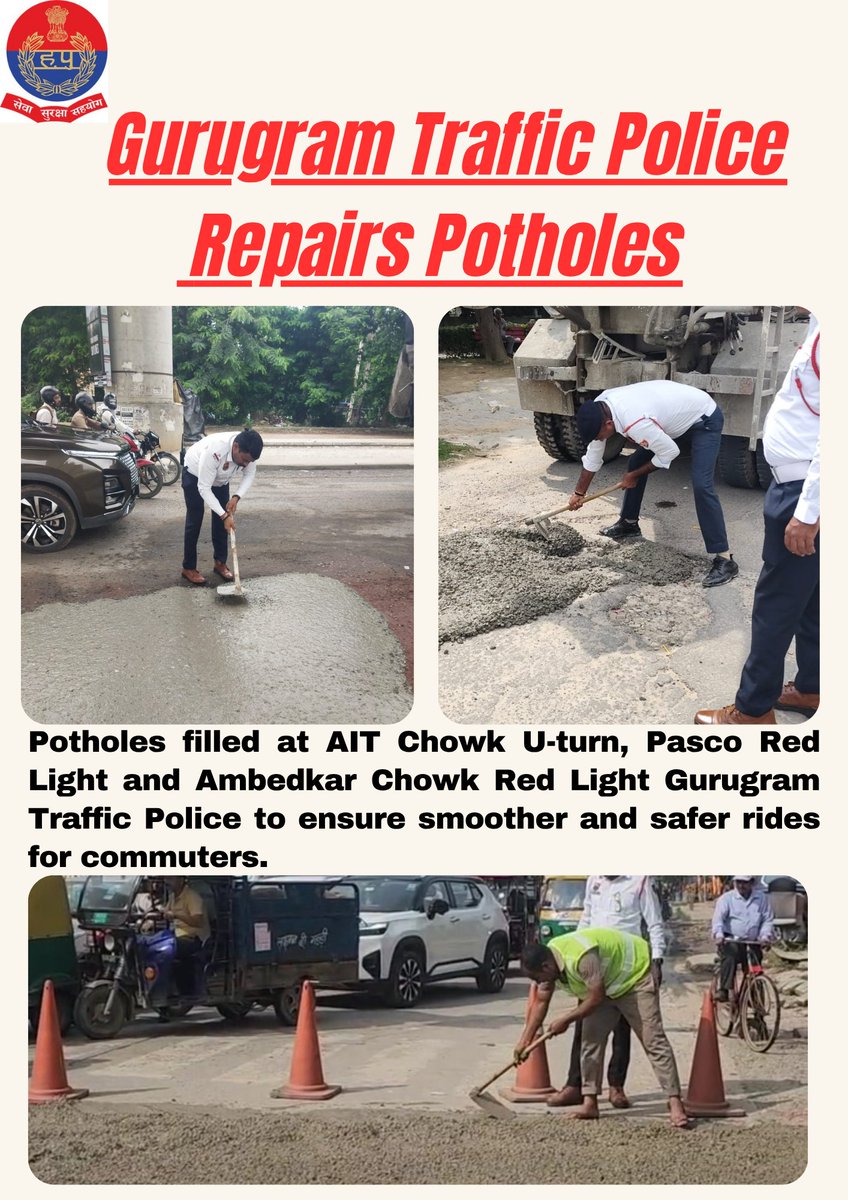🚧 Gurugram Traffic Police in Action! 🚔

📍 AIT Chowk U-Turn | Ambedkar Chowk Red Light | POSCO Red Light

Under the able leadership of  CP Sh. Vikas Arora, IPS and supervision of DCP Traffic <a href="/RajeshMohan102/">Dr. Rajesh Mohan, IPS</a> , Traffic Inspectors Ramkishan, Anil, and team took swift action to