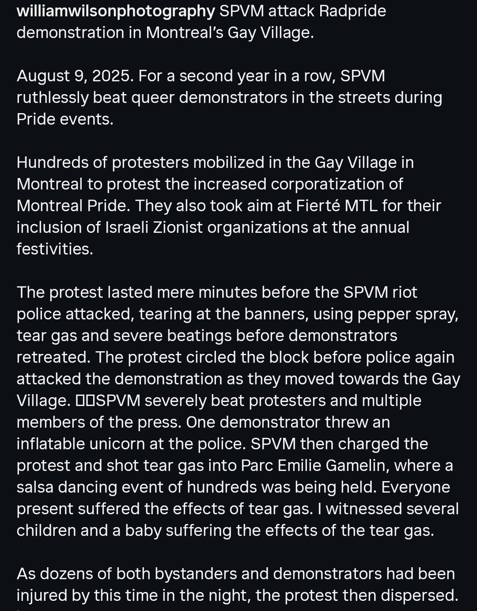 Uma Gahd (@houseofgahd) on Twitter photo Fuck the SPVM.
<a href="/FierteMTLPride/">Fierté MTL Pride</a>, this can't keep happening. Your community is willing to face this kind of violent backlash because they are so dissatisfied with how you are representing them, year after year; you need to step up & get this sorted. Our community deserves better. Fuck the SPVM.
<a href="/FierteMTLPride/">Fierté MTL Pride</a>, this can't keep happening. Your community is willing to face this kind of violent backlash because they are so dissatisfied with how you are representing them, year after year; you need to step up & get this sorted. Our community deserves better.