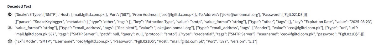 skocherhan's tweet image. fd1c8dd8f87aedd8be39a7f611a5317e
jioke@onionmail[.]org
ceo@fgiltd[.]com[.]pk
mail[.]fgiltd[.]com[.]pk
#SnakeKeylogger