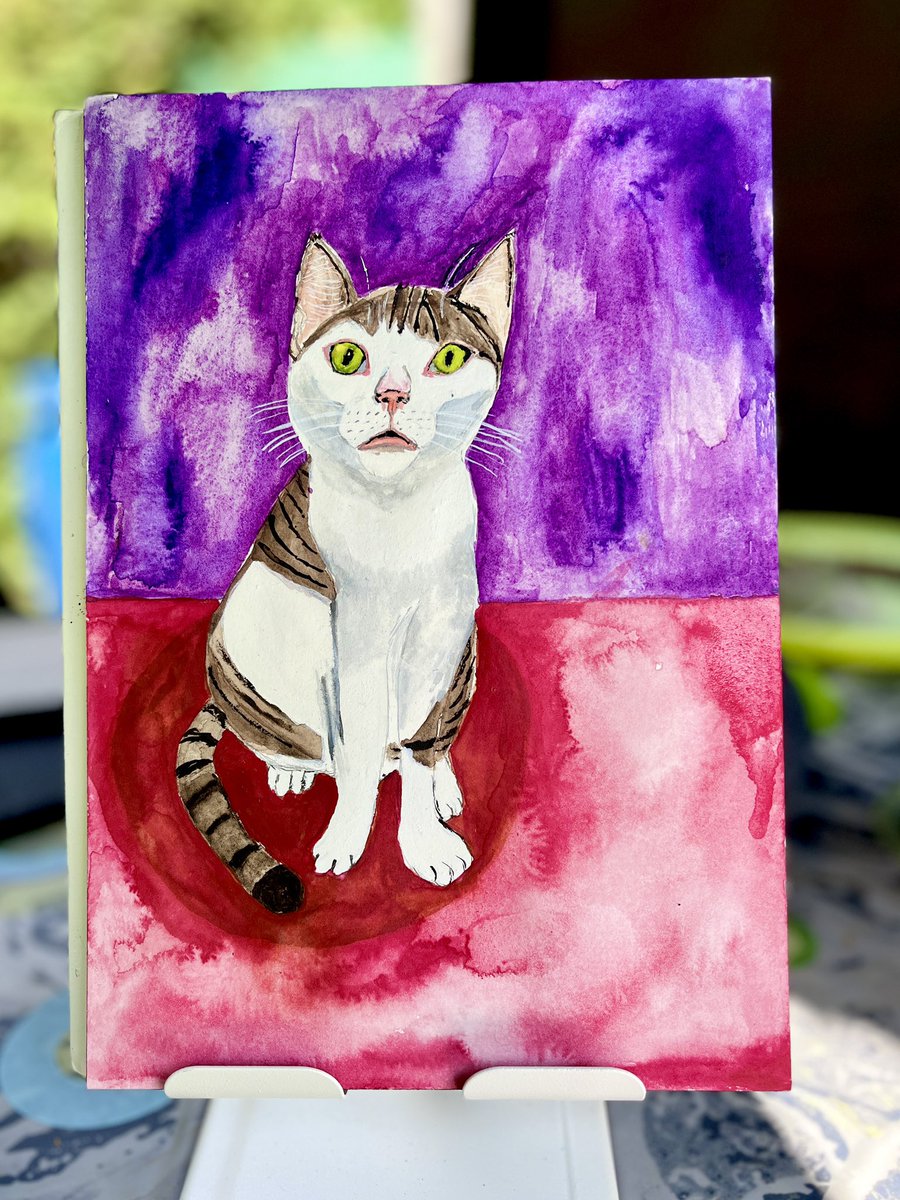 Der Anton von den #nordstadtkatzen im Original und in Aquarell. 
#aquarellpainting #aquarell #kleineKunstklasse