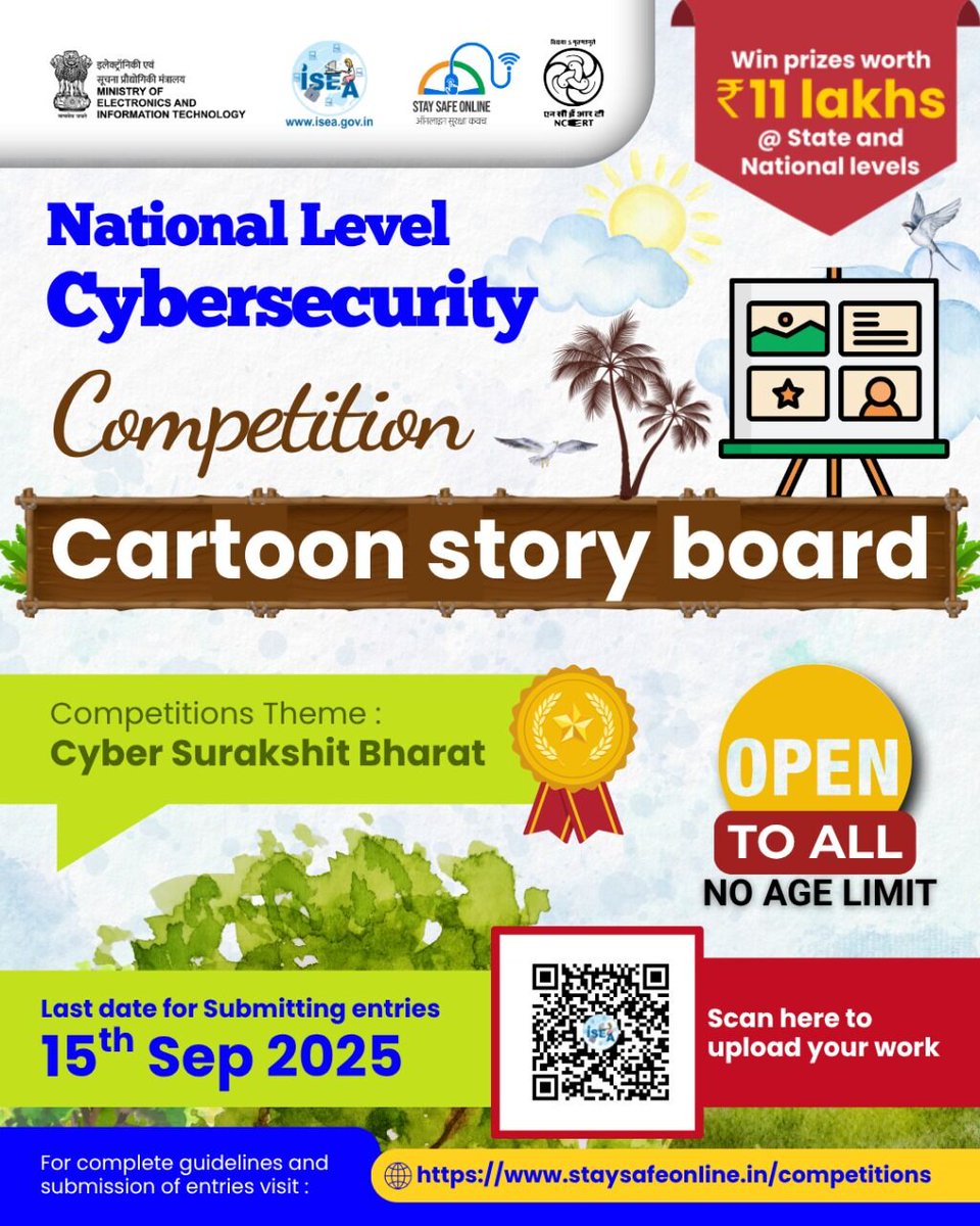 InfoSecAwa's tweet image. #NationalCompetition
Draw. Secure. Win. Inspire.
Want to participate in upcoming competitions?
👉 Sign up now: staysafeonline.in/competitions

#CyberSurakshitBharat #CyberSecurity #CartoonStoryboard #DigitalSafety #CyberAwareness #CreativeChallenge #OnlineSafety #StoryboardCompetition