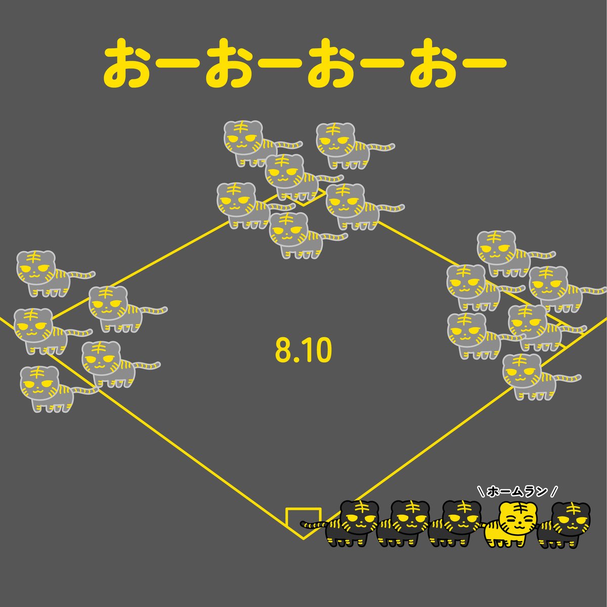 あ！阪神が残塁した数だけ
クロトラちゃんが集まりましたが！
たっくさん集まって　思ったよりも還れなかったけれど
この歌をうたうよ
おーおーおーおー