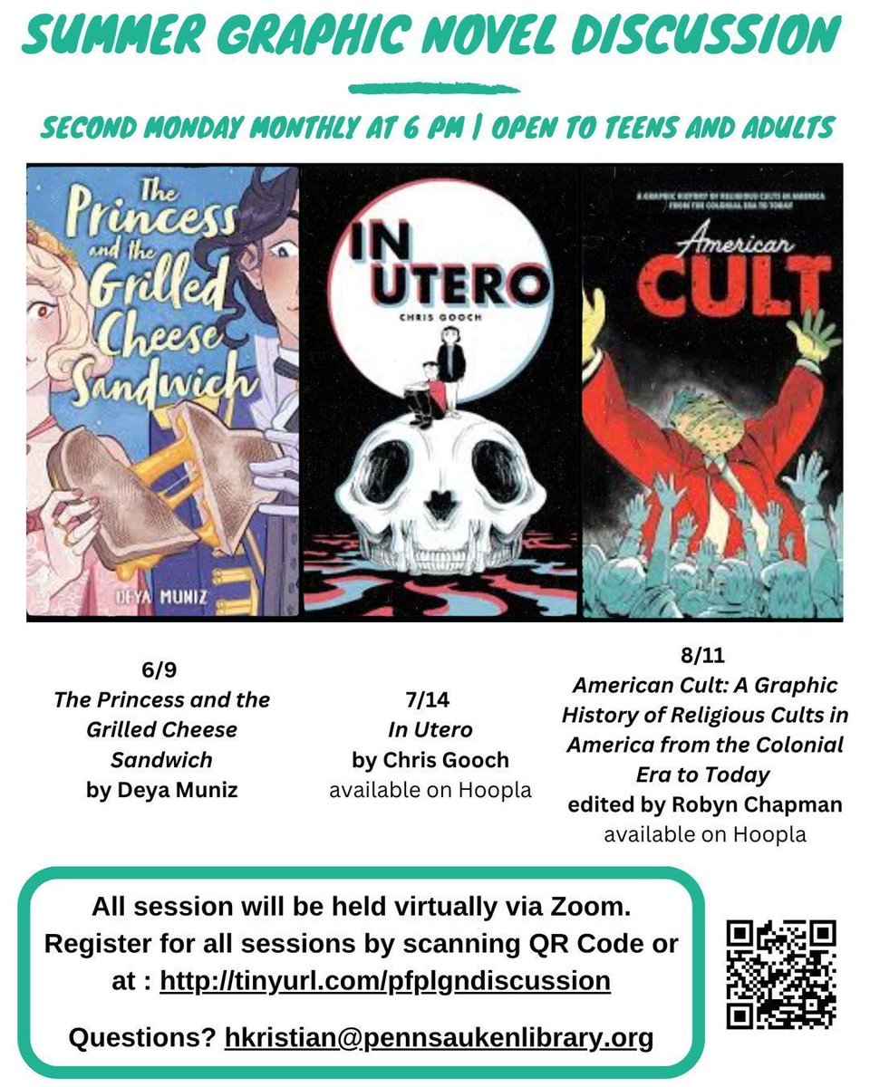 pennsaukenlib's tweet image. Join us for Graphic Novel Discussion tomorrow, Monday, August 11th at 6pm!
#library #libraryprogramming #bookclub #graphicnovel #pennsauken #pennsaukennj