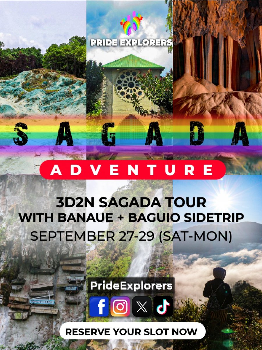 PRIDE EXPLORERS (@prideexplorers) on Twitter photo Enjoy beauty of nature & adventure
Let's go & explore SAGADA π
PRIDE EXPLORERS SAGADA ADVENTURE
SAGADA 3D2N TOUR π³οΈβππ£
with BANAUE + BAGUIO SIDETRIPS π
π SEPT. 27-29 (SAT-MON)
π JUST DM ME FOR DETAILS:
π© <a href="/PrideExplorers/">PRIDE EXPLORERS</a>
π© t.me/PrideExplorers Enjoy beauty of nature & adventure
Let's go & explore SAGADA π
PRIDE EXPLORERS SAGADA ADVENTURE
SAGADA 3D2N TOUR π³οΈβππ£
with BANAUE + BAGUIO SIDETRIPS π
π SEPT. 27-29 (SAT-MON)
π JUST DM ME FOR DETAILS:
π© <a href="/PrideExplorers/">PRIDE EXPLORERS</a>
π© t.me/PrideExplorers