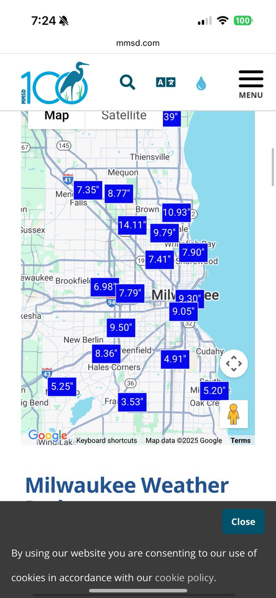 Jacob_Feuer's tweet image. Extreme rain event centered on Milwaukee overnight, more than 14” locally recorded with additional downpours moving through. Probably one of the biggest in state history. Very well forecasted by the local WFO and the WPC, who issued a moderate risk despite so-so model support.