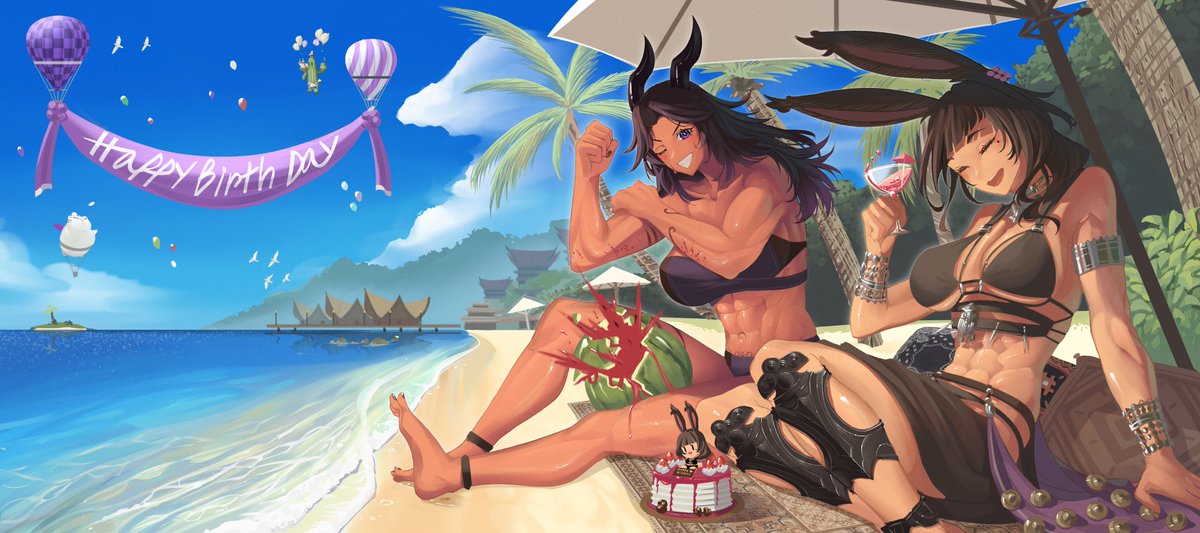 slayer_butt's tweet photo. "GoodTime 🍉🌊" Commission Done for Ark and Nerwen-san! 

Happy Birth Day Nerwen-san! 💪😊 https://t.co/YCcvrZjScV