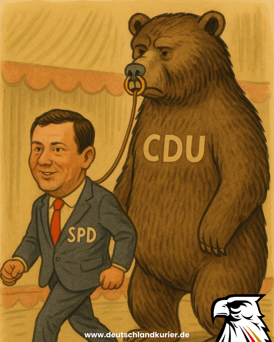 Deutschland Kurier (@deu_kurier) on Twitter photo Der Opportunist <a href="/_FriedrichMerz/">Friedrich Merz</a> lässt sich
— und <a href="/CDU/">CDU Deutschlands</a>/<a href="/CSU/">CSU</a> — von„Antifa“-<a href="/larsklingbeil/">Lars Klingbeil 🇪🇺</a> (<a href="/spdde/">SPD Parteivorstand 🇪🇺</a>) am Nasenring durch die Polit-Manege ziehen! 🎪🐻🤡 Der Opportunist <a href="/_FriedrichMerz/">Friedrich Merz</a> lässt sich
— und <a href="/CDU/">CDU Deutschlands</a>/<a href="/CSU/">CSU</a> — von„Antifa“-<a href="/larsklingbeil/">Lars Klingbeil 🇪🇺</a> (<a href="/spdde/">SPD Parteivorstand 🇪🇺</a>) am Nasenring durch die Polit-Manege ziehen! 🎪🐻🤡