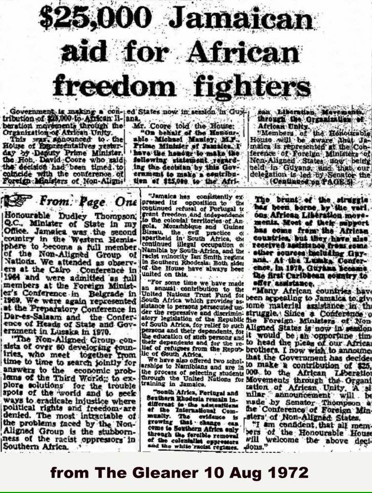 53 years ago #Jamaica contributed J$25,000.00 (US$32,467.00) to African liberation movements through the Organisation of African Unity: “Jamaica has consistently expressed its opposition to the continued refusal of Portugal to grant freedom and independence to the colonial