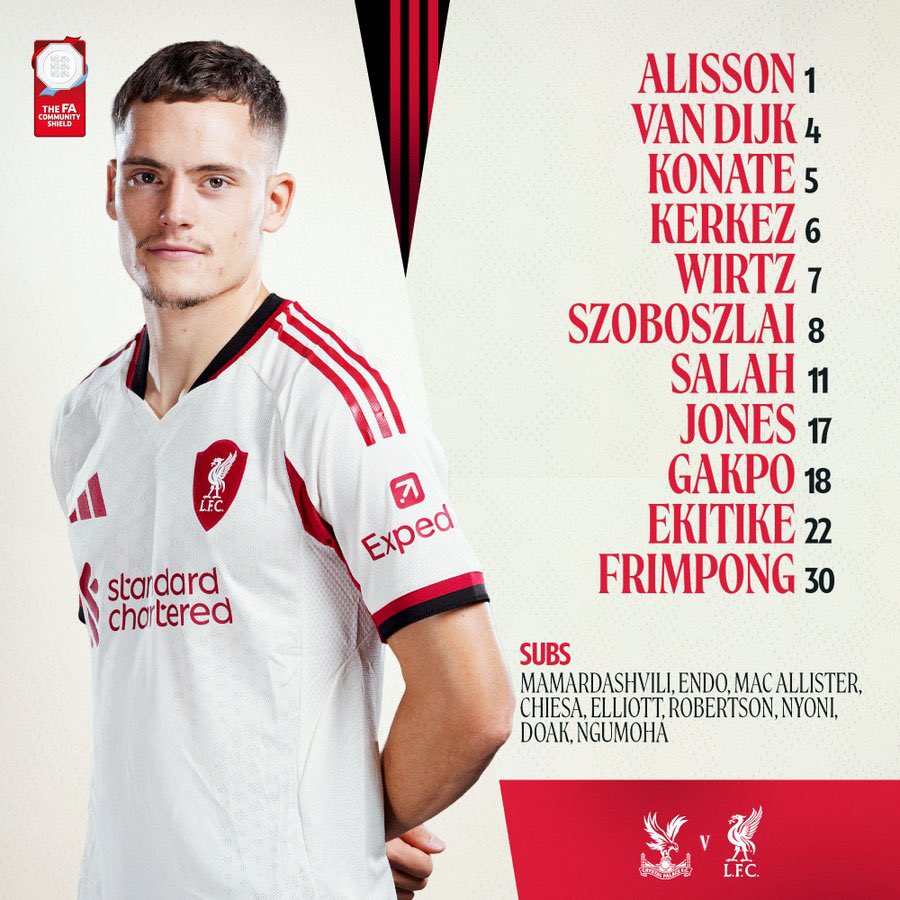 11 ตัวจริง ลุยศึก คอมมูนิตี้ ชิลด์ วันนี้ 🔥