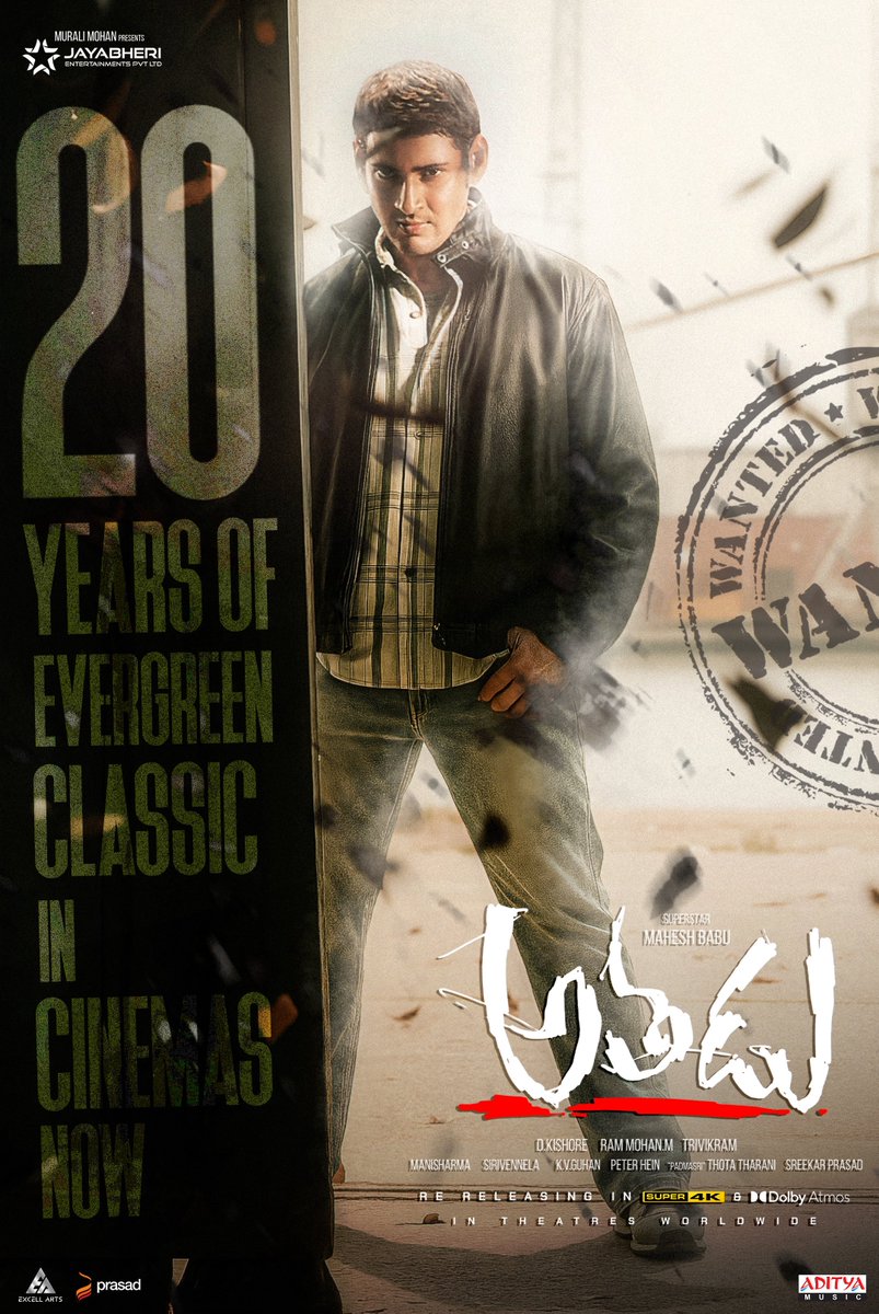 Athadu4K (@athadu4k) on Twitter photo Two decades, countless rewatches, and the magic is still fresh! ✨
Celebrating 20 Years of Evergreen Classic #Athadu
Book your tickets & relive the magic in cinemas now 🤩
Super🌟@urstrulymahesh #Trivikram #ManiSharma #MuraliMohan <a href="/DolbyIn/">Dolby India</a> <a href="/PrasadCorp/">PrasadCorp</a> #ExcellArts #Athadu4k Two decades, countless rewatches, and the magic is still fresh! ✨
Celebrating 20 Years of Evergreen Classic #Athadu
Book your tickets & relive the magic in cinemas now 🤩
Super🌟@urstrulymahesh #Trivikram #ManiSharma #MuraliMohan <a href="/DolbyIn/">Dolby India</a> <a href="/PrasadCorp/">PrasadCorp</a> #ExcellArts #Athadu4k