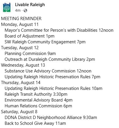 RaleighLivable's tweet image. MEETING REMINDER
#RalPol @wakedems @WakeDemWomen @Wake_YD @wakegop @wcbscnc @WRAL @WNCN @ABC11_WTVD @SpecNews1RDU 
Bluesky: bsky.app/profile/livabl…

Details: livableraleigh.com/calendar-full/
