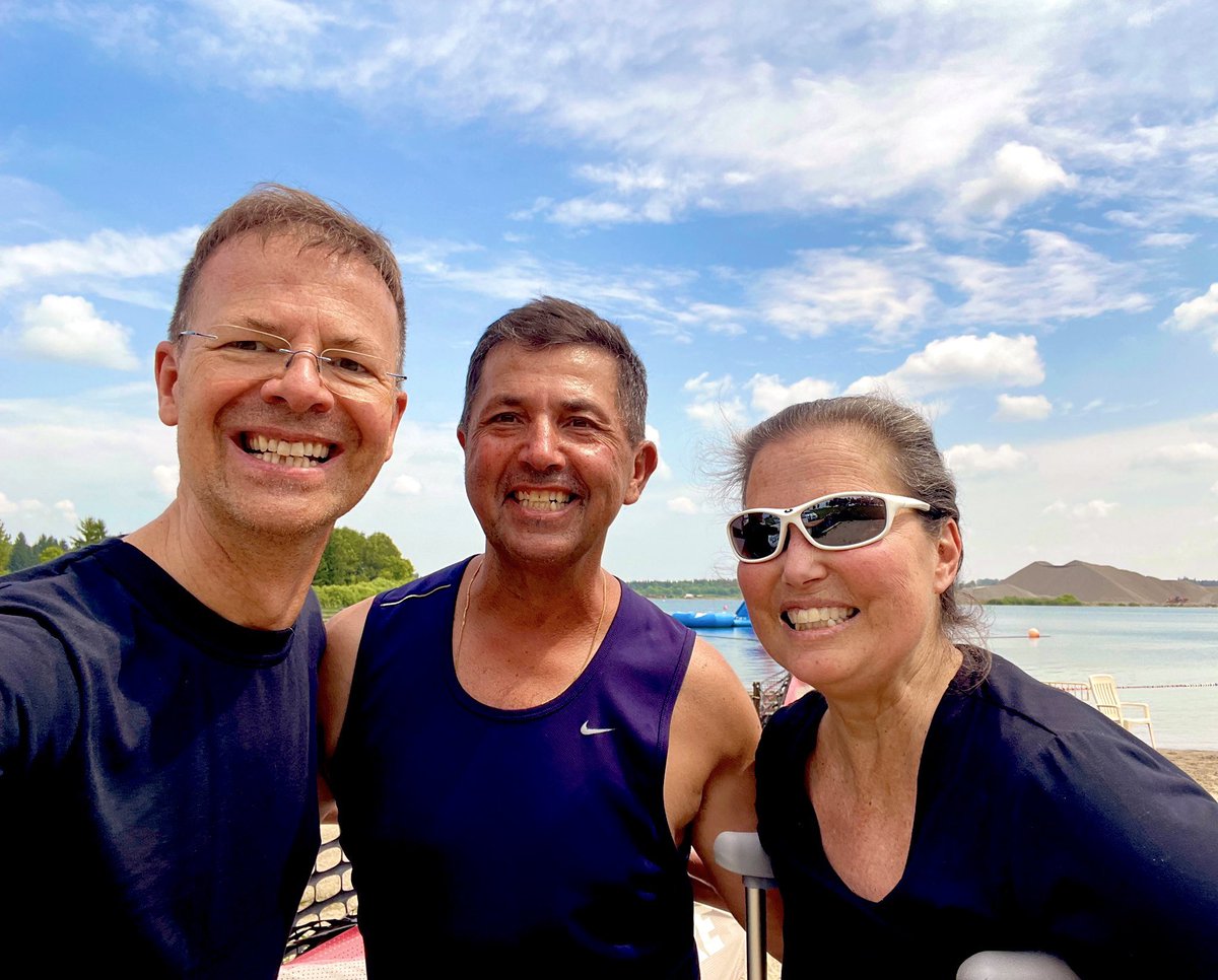 Inspirational day with <a href="/Barrieshepley/">Barrie Shepley</a> -legendary coach, commentator, champion of athletes of all ages and abilities. 

I once took a triathlon coaching clinic with him - his focus, support of athletes and their dreams.

Can’t wait to get back to swimming with you after radiation!