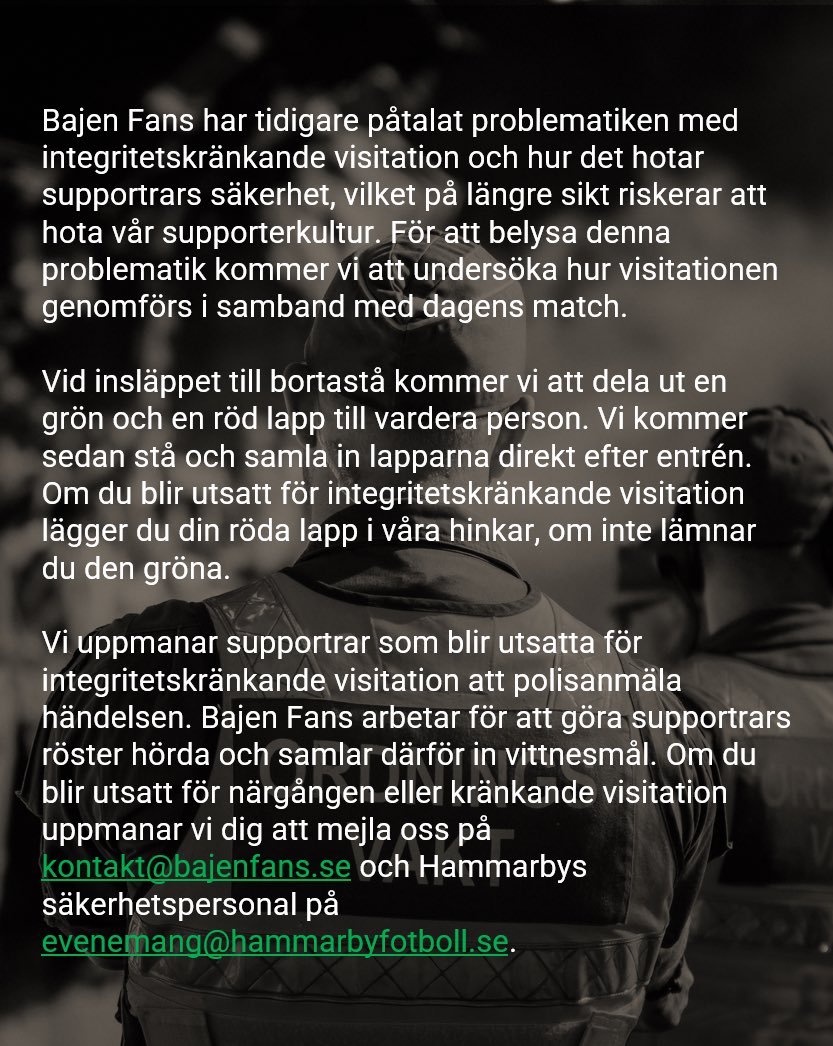 Viktig info inför insläppet idag, läs nedan!