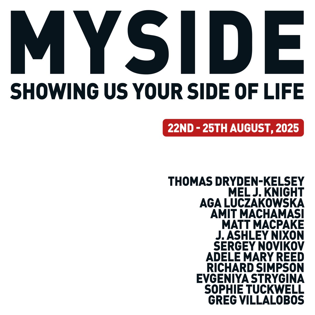🎉 Opening Soon: MySide 🎉

A new short exhibition at Side Gallery featuring work from our local and international community.

 🔗 More info: sidegallery.co.uk/whats-on/exhib…