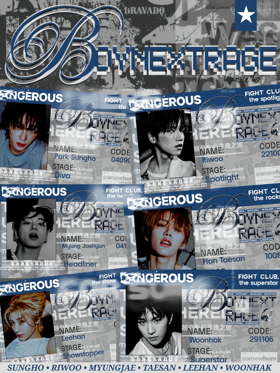 ᅠ
᎔ 🎸★⸃ 𝗕𝗢𝗬𝗡𝗘𝗫𝗧𝗥𝗔𝗚𝗘 slammed past the edge, chasing shadows named Riwoo, Myungjae, and Woonhak through smoke and city lights. If you’re one of them, carve your name in the wreckage... ࣪ ִֶָ 🕸️  ࣪Any SQ or OA rebels craving grit, glory, and chaos—join the ride.
ᅠ