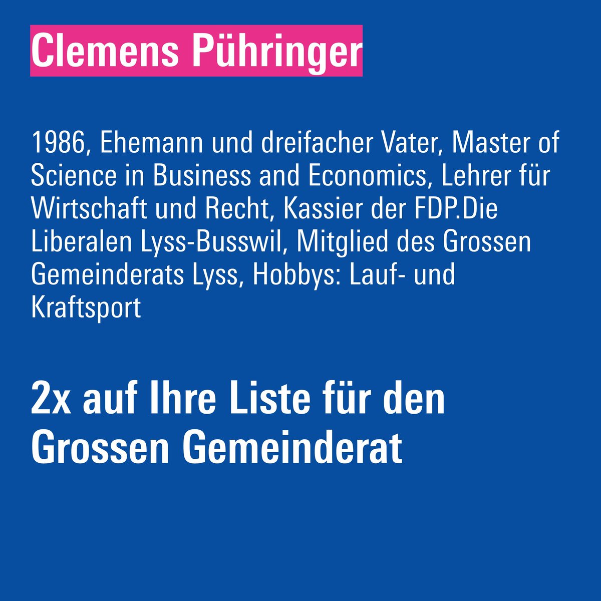 cpuehr's tweet photo. In 7 Wochen finden in #Lyss die Gemeindewahlen statt und ich kandidiere wieder für den Grossen Gemeinderat und würde mich über eine Wiederwahl sehr freuen. Für was ich mich einsetzen möchte, könnt Ihr hier lesen: https://t.co/n2rGljcNW1 #WahlLyss25 #Wahlen https://t.co/WMxr2vbHn1