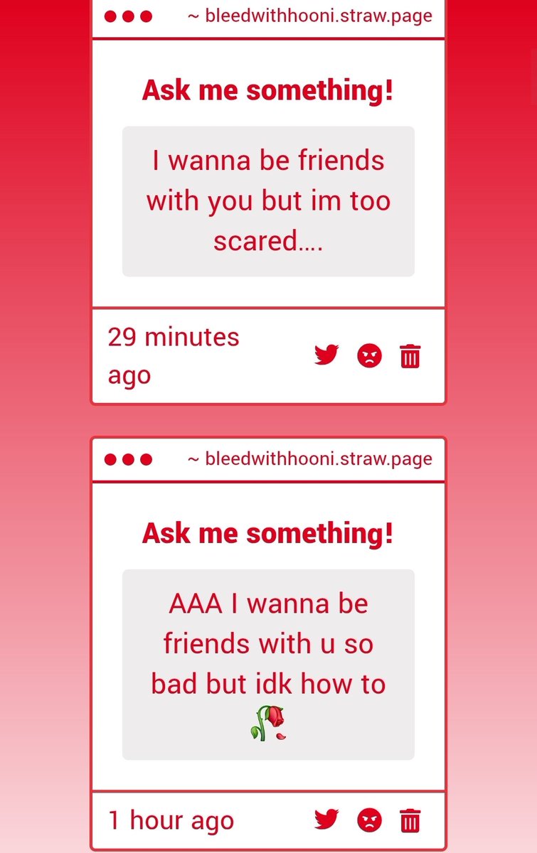 IM NOT MEAN, I DON'T BITE GUYS YOU CAN FRIEND ME ON DISCORD @/BLEEDWITHHOONI