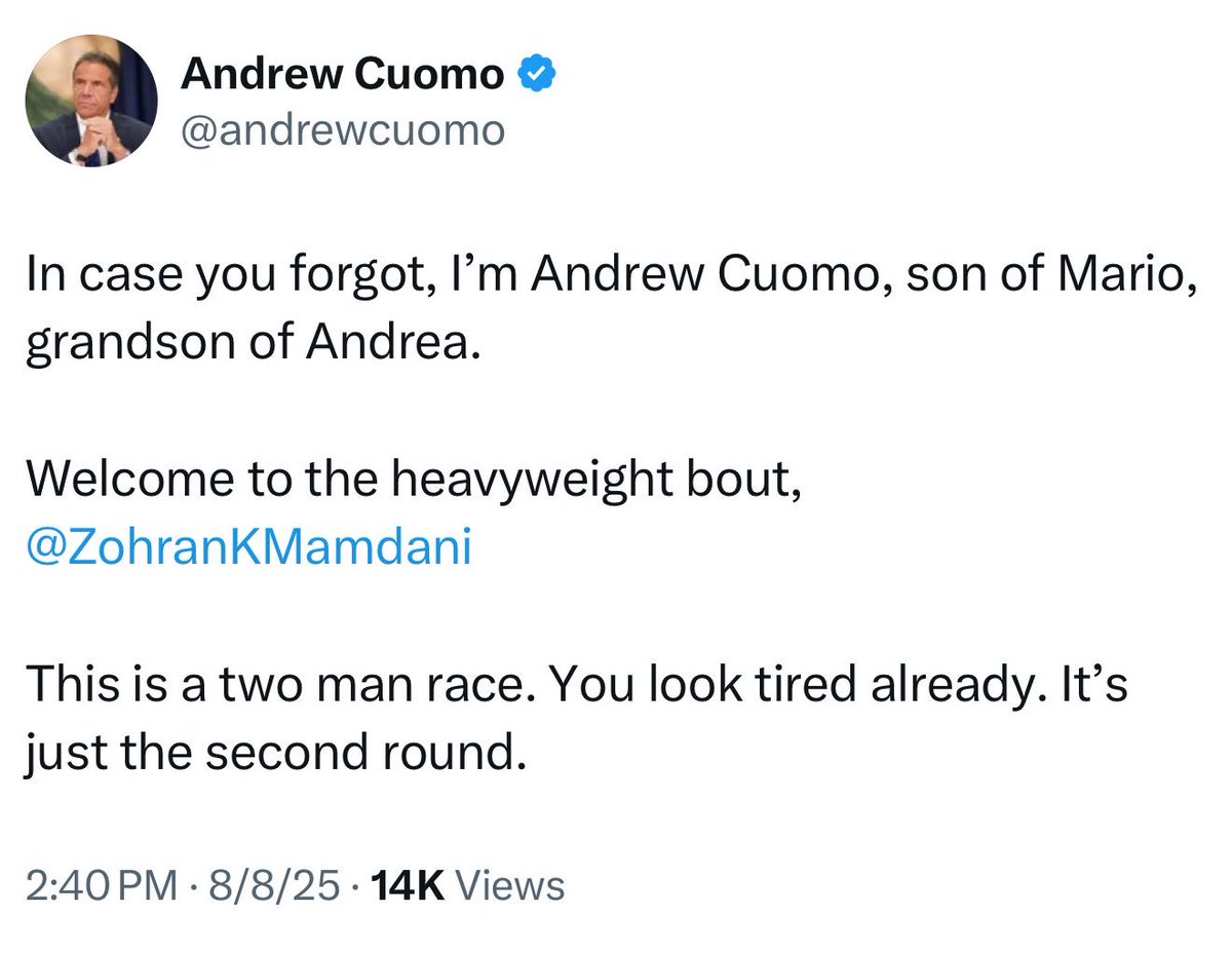 Cuomo doesn’t remember what happened in the first round. Another Boomer with dementia who won’t retire.