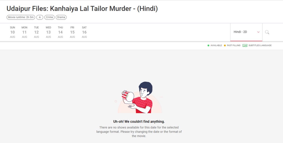 mohitdevelops's tweet image. there&apos;s not a single show available of #UdaipurFiles on #BookMyShow 😐
why is that @bookmyshow ? have you taken a bribe or are you scared?

#UdaipurFilesReleaseKro #movie