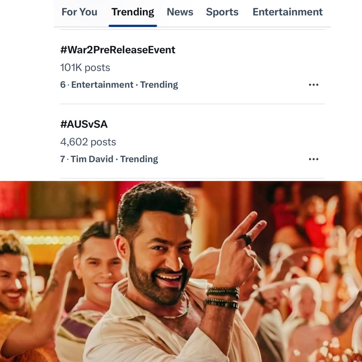 100k Tweets ✅

The #WAR2 Takes Over 💣💥

#War2PreReleaseEvent <a href="/tarak9999/">Jr NTR</a>