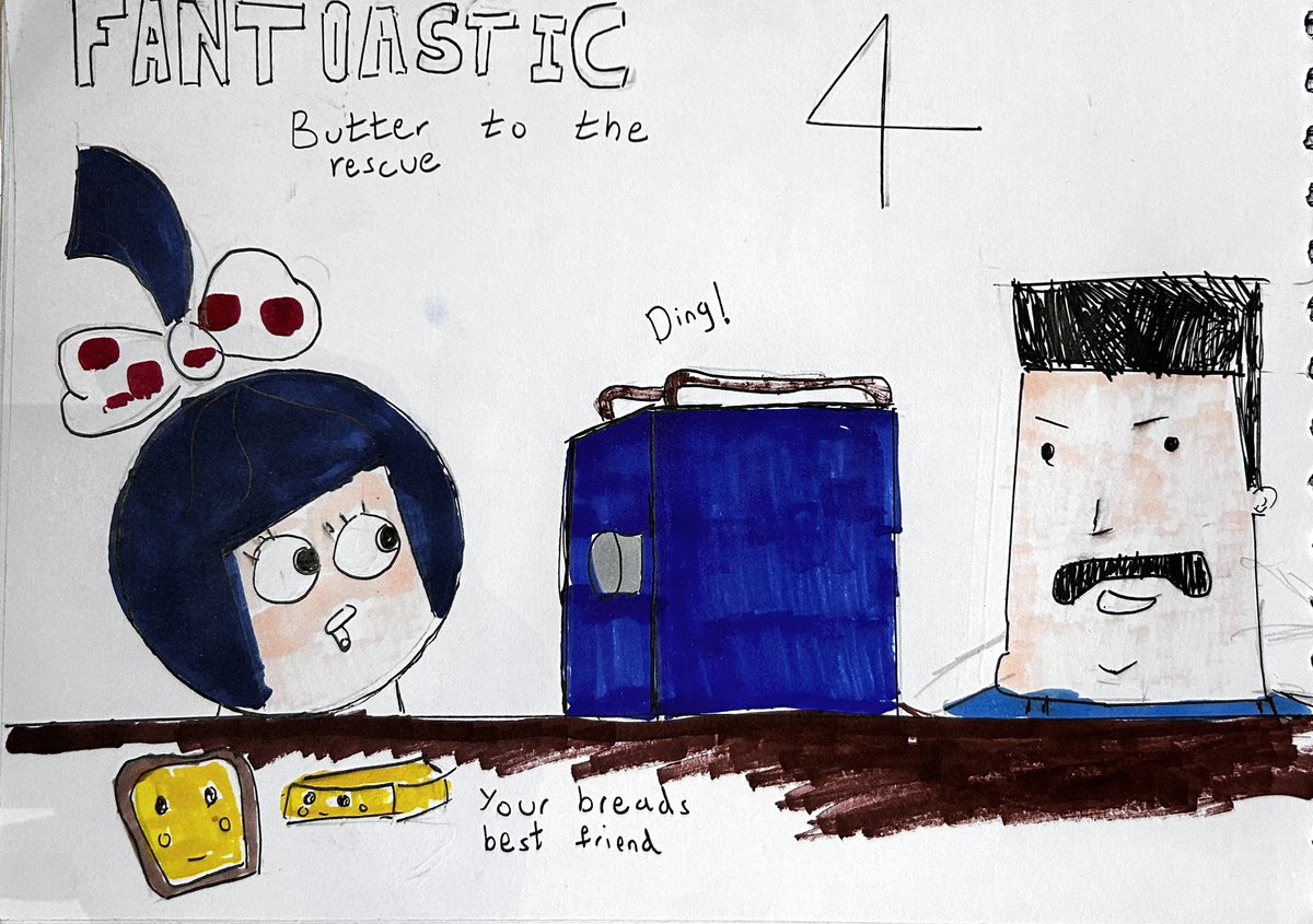 Hey <a href="/RahuldaCunha/">Rahul da Cunha</a> are you looking for a new illustrator for ur Amul ads ;-) ? This one was Created by my 9 yr old son, Anay. It’s called fan-toastic 4. The blue box is a toaster and the guy is Mr Fantastic!